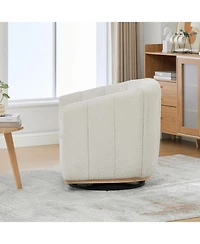Streamdale Furniture Chenille Swivel Barrel Chair, Tufted Pumpkin Armchair