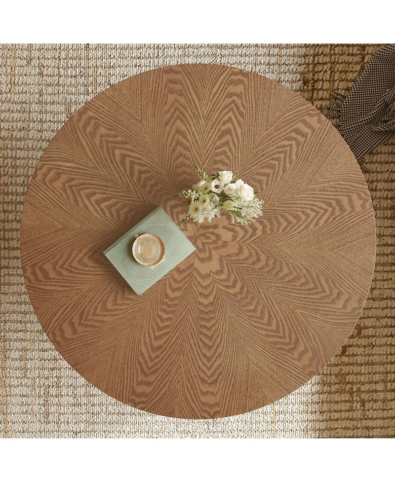 Streamdale Furniture 31.5 Inches Round Rustic Ash Wood Veneer Coffee Table for Small Living Room