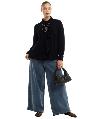 June & Vie Women's + Ruffled Georgette Blouse