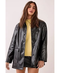 Nasty Gal Women's Croc Vinyl Faux Leather Clean Jacket
