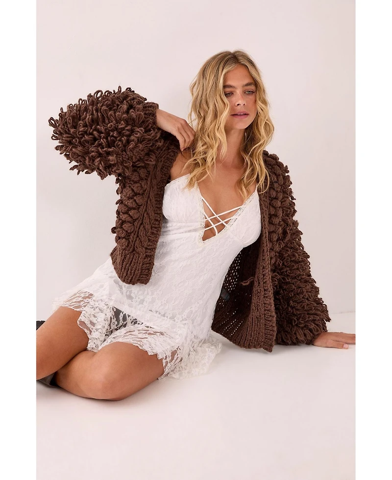 Nasty Gal Women's Chunky Loop Yarn Knitted Cardigan Sweaters