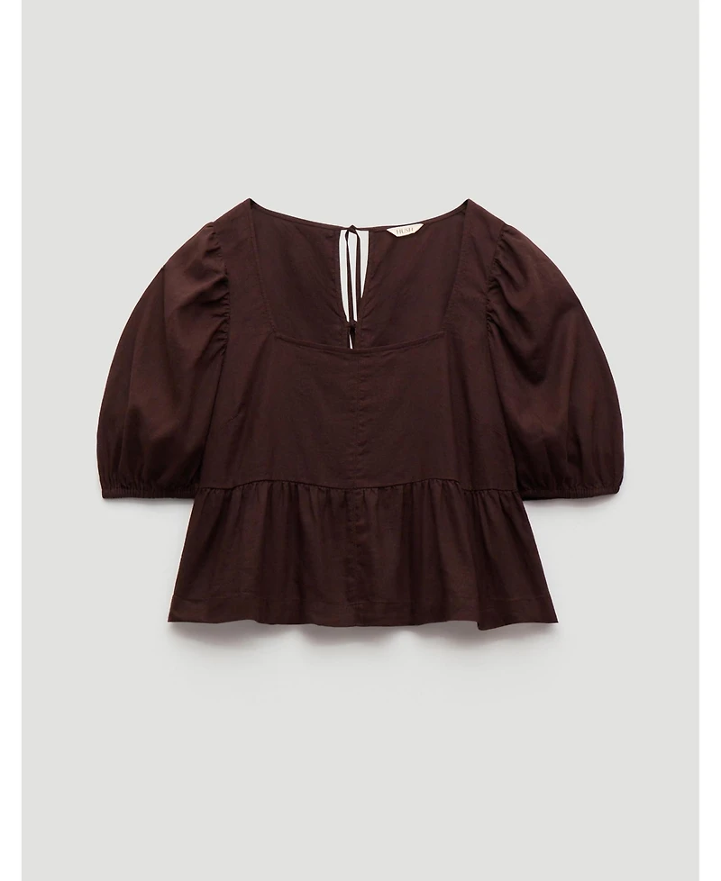 Hush Women's Alva Puff Sleeve Linen Beach Top