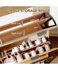 gaomon Fluted Shoe Storage Cabinet, Narrow Shoe Organizer with 2 Flip Drawers