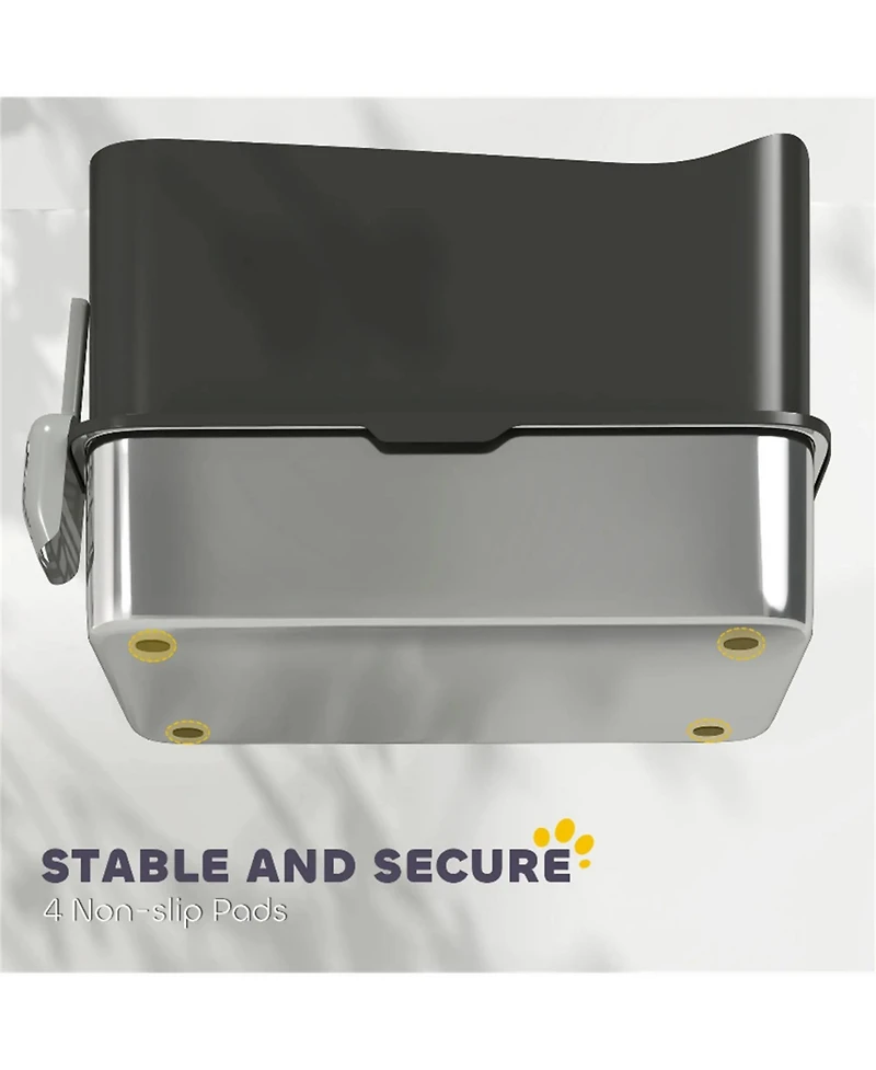 Aostirmotor Black Stainless Steel Top-Entry Cat Litter Box with Scoop & Odor Control – 17.2 Gallon, for Cats