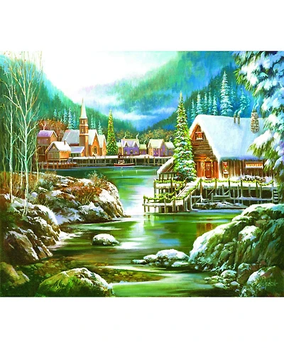 SunsOut Snowy Harbor 550 piece Jigsaw Puzzle for Adults Christmas