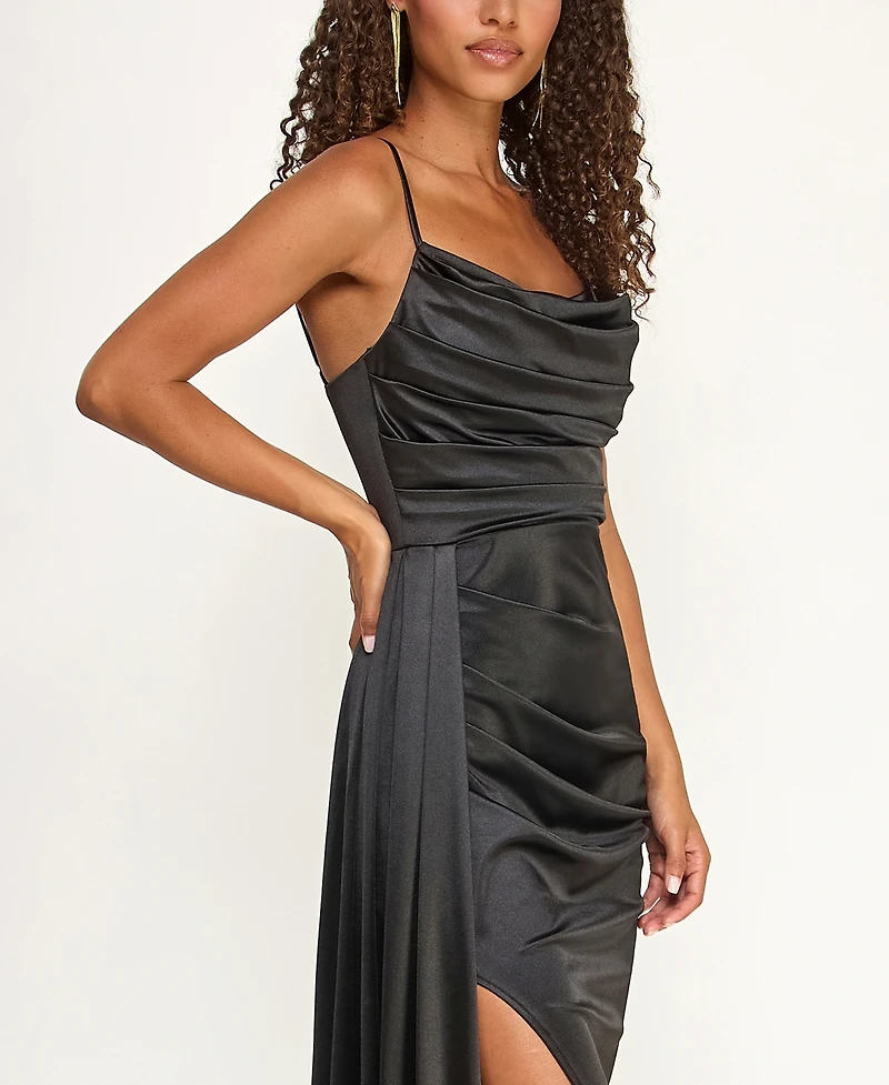 B Darlin Juniors' Satin Cowlneck Gown