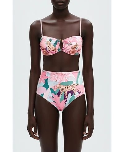 Jessie Zhao New York Women's Jungle Rose Reversible Square Bandeau Top