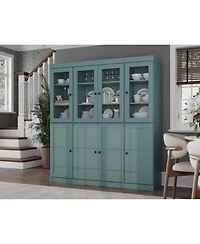 Palace Imports 100% Solid Wood 65" Pantry China Cabinet with Clear Glass, Shaker Doors
