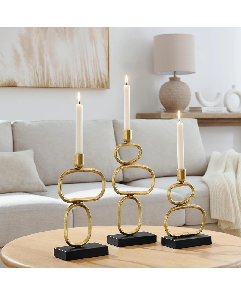 Danya B Eduardo Gold and Black Candlestick Candle Holders - Set of 3