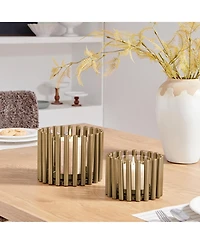 Danya B Pela Pillar Ring Warm Gold Midcentury Modern Votive Hurricane Candle Holders - Set of 2