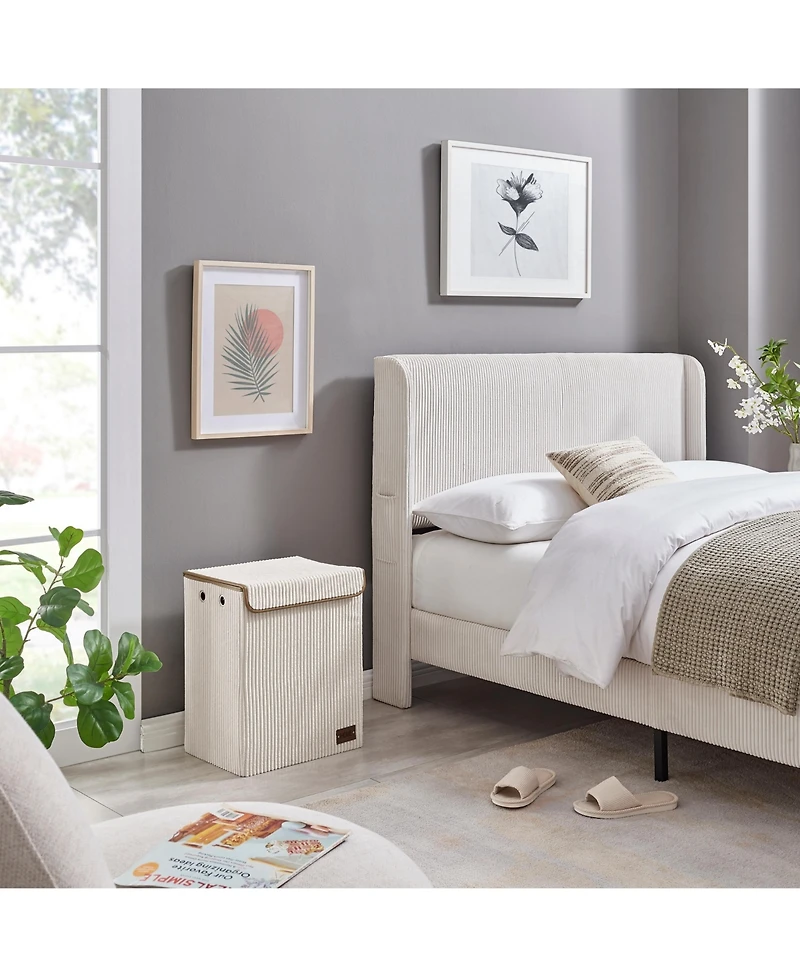 Danya B Collapsible Corduroy Laundry Hamper Storage