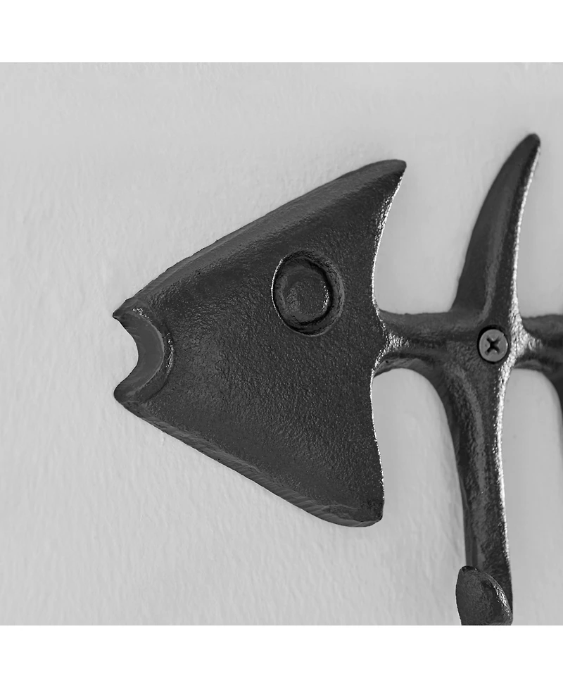 Danya B Fishbone Decorative Wall Sculpture Utility Hook Unit with 4 Hooks