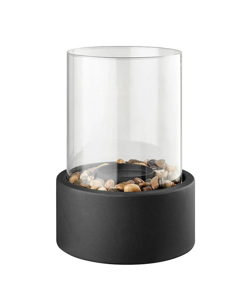 Danya B Pillar Hurricane Candleholder with Decorative Pebble Base