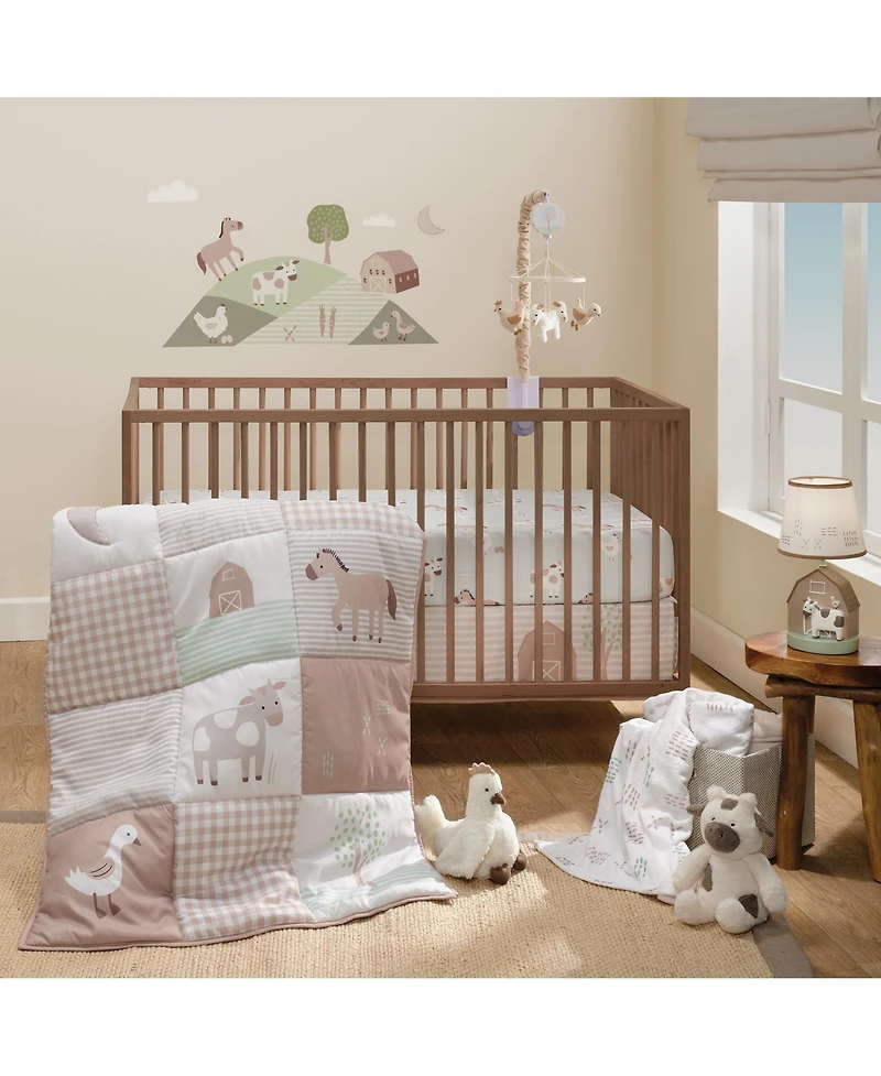 Bedtime Originals Baby Farmyard Friends Sage Green Nursery Fitted Crib Sheet