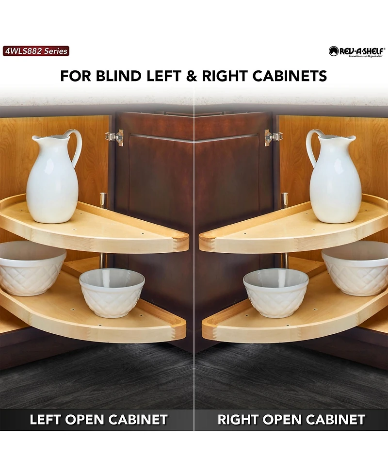Rev-a-Shelf 37.75" Lazy Susan Half-Moon Shaped 2-Shelf Turner, 4WLS882-38-570