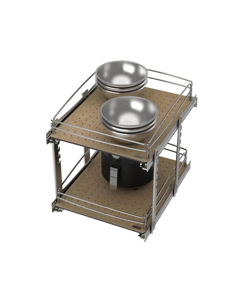 Rev-a-Shelf Two-Tier Solid Bottom Pullout Base Cabinet Organizer, 54BK-18SC-2-1