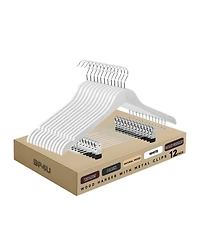 BP4U Premium Wooden Clothes Hangers with Swivel Hook – Solid Wood Skirt/Pant Clips for Suits and Coats