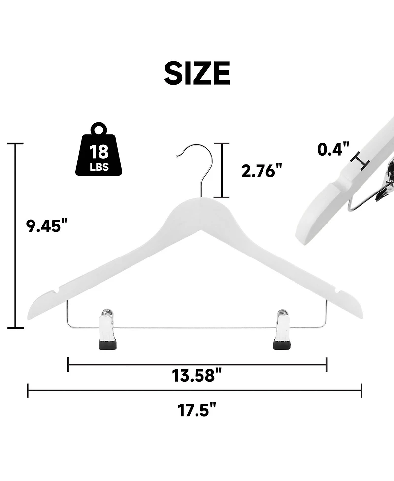 BP4U Premium Wooden Clothes Hangers with Swivel Hook – Solid Wood Skirt/Pant Clips for Suits and Coats