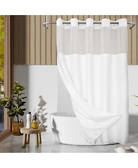 Awesome Home Slub Texture Shower Curtain with Snap-In Liner, and Sheer Window, 71"X74"