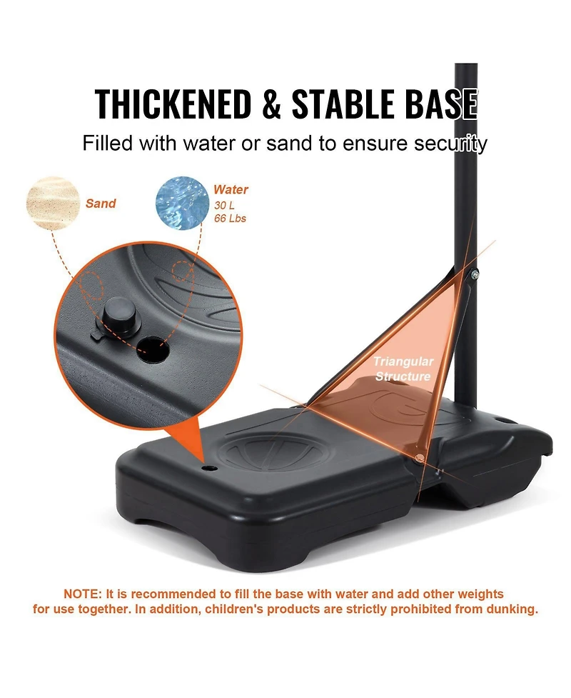 Mecale 32-Inch Adjustable Basketball Hoop, 5–7 ft Portable Backboard System with Wheels and Fillable Base