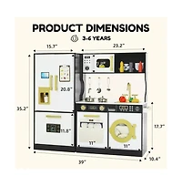 Kinder King Pretend Play Kitchen Wooden Toy Set for Kids with Sounds, Utensils, Oven & Microwave, Gift Age 3+