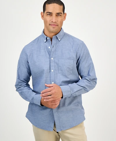 Club Room Men's Solid Stretch Oxford Cotton Shirt, Created for Macy's
