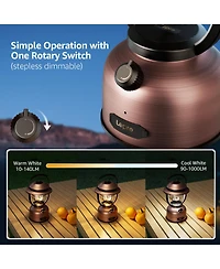 Lepro Vintage Led Rechargeable Metal Camping Lantern, Dimmable High Lumen Up to 1000LM, Outdoor Waterproof
