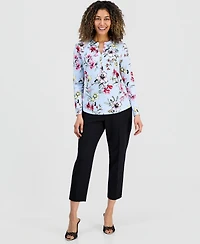 I.n.c. International Concepts Petite Floral-Print Henley Top, Macy's Exclusive