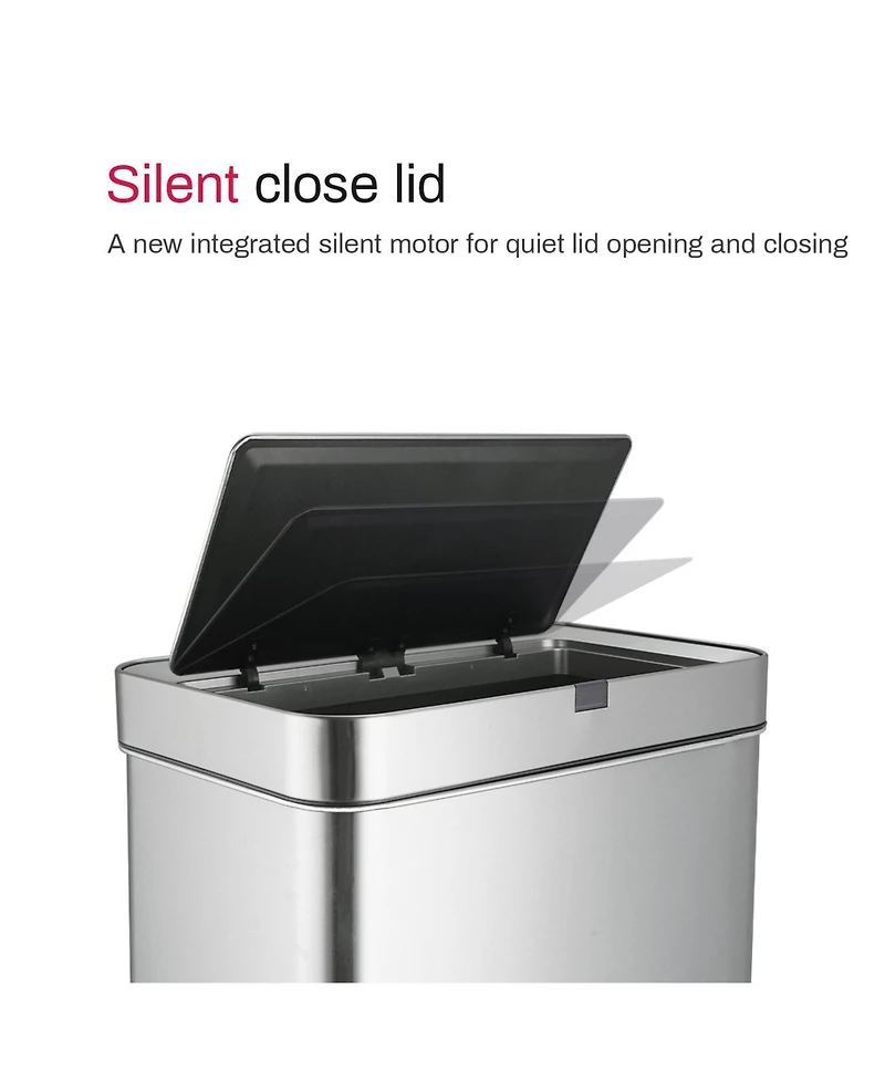 Mega Casa 18 Gallon Stainless Steel Rectangular Motion Sensor Trash Can for Kitchen