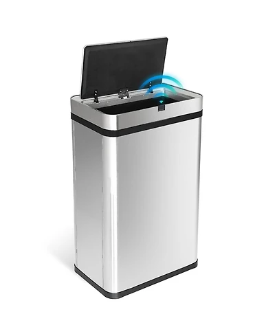 Mega Casa 16 Gallon Stainless Steel Rectangular Motion Sensor Trash Can
