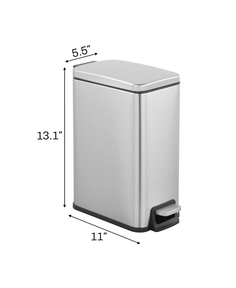 Mega Casa 1.6 Gallon Rectangular Step-on Trash Can Set