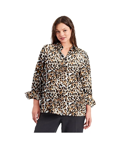 Avenue Women's Plus Button Front Blouse