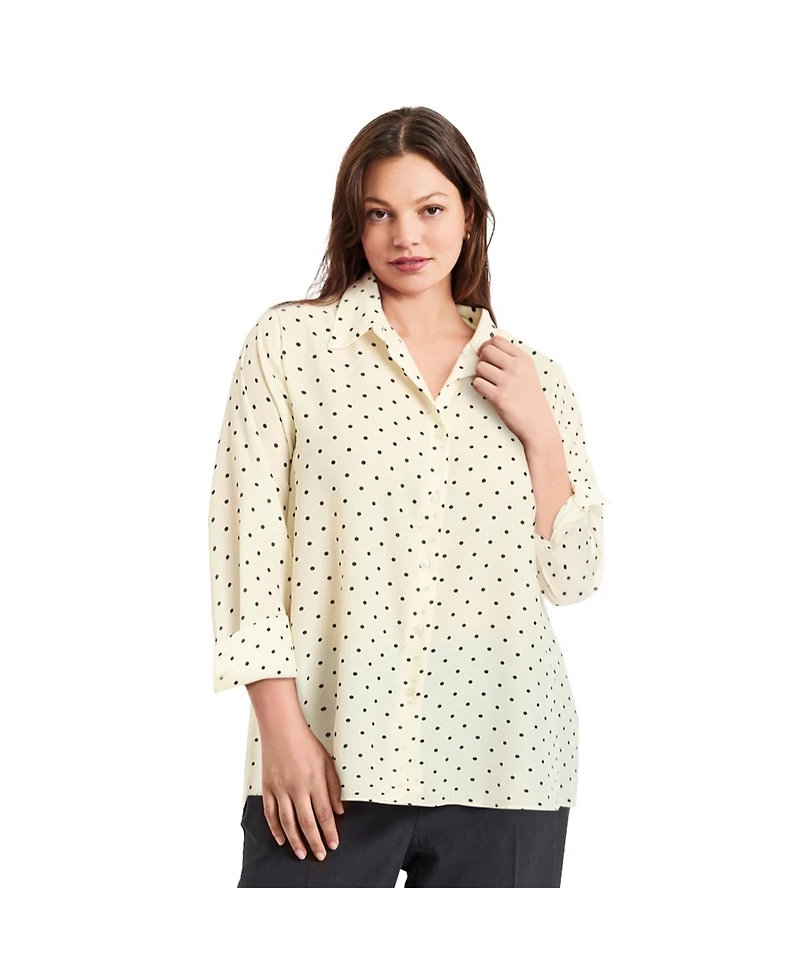 Avenue Women's Plus Button Front Blouse