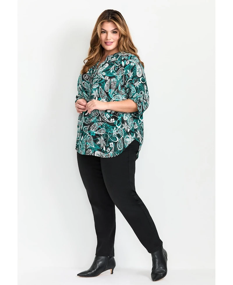 Avenue Women's Plus Madeline Tab Sleeve Blouse