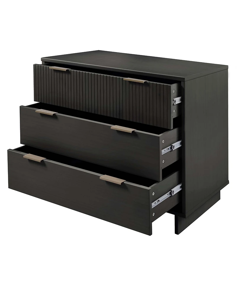 Manhattan Comfort Granville 38" Solid Wood 3-Drawer Dresser