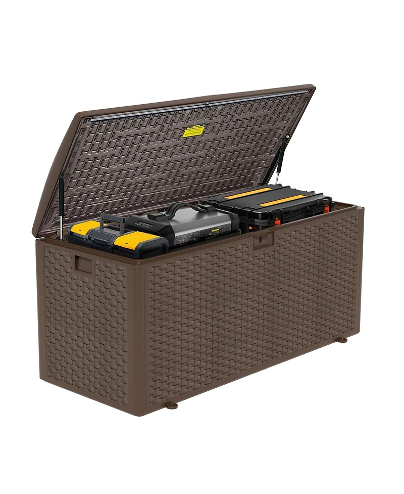 Decksplore Massive 150 Gallon Outdoor Storage Box Waterproof Lockable Resin Deck Box for Patio Pool and Garden