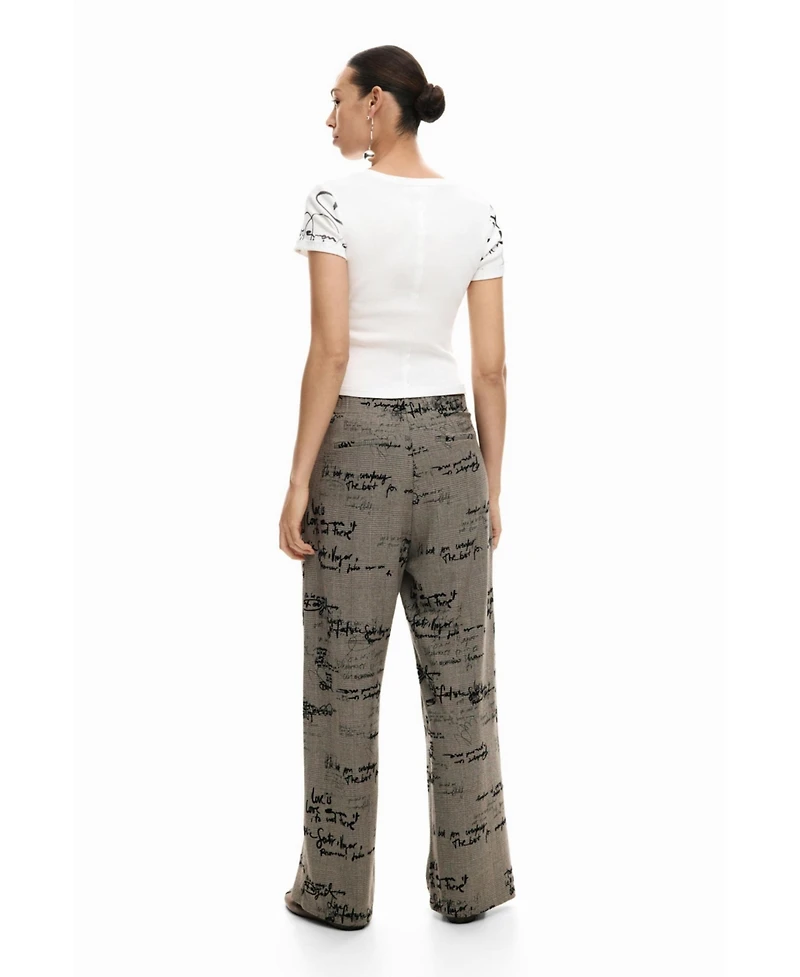 Desigual Women's Plaid lettering trousers