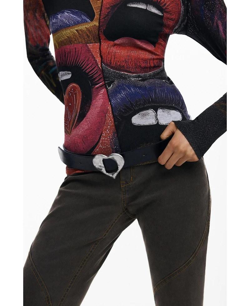 Desigual Women's Leather Belt Heart