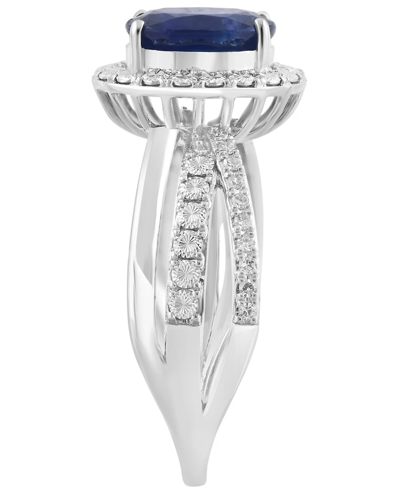 Effy Collection Sapphire (1-3/8 ct. t.w.) And Diamond (1/10 ct. t.w.) Ring in 14k White Gold