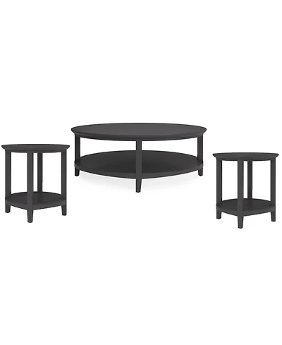 Furniture Hedworth Round Coffee Table with 2 End Tables Set