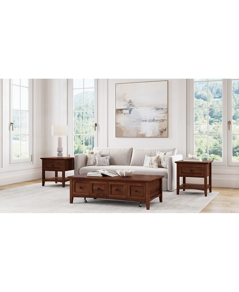 Furniture Hedworth Wood Rectangle Coffee Table with 2 Square End Tables Set
