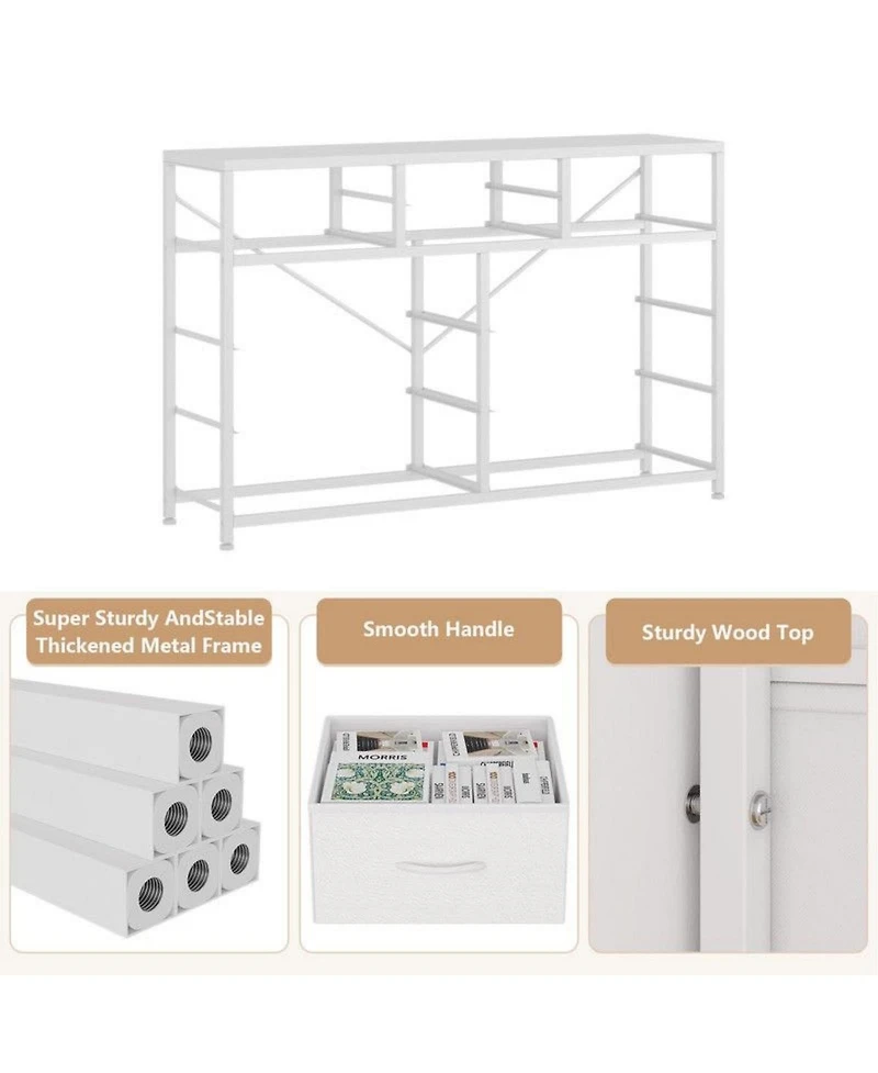 gaomon 10-Drawer Modern Fabric Dresser for Bedroom, Large Storage Chest, 45" Tv Stand, Living Room, Hallway Organizer