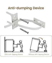 gaomon 59 Inch Modern Farmhouse 4-Drawer Dresser with Sliding Barn Doors, Tv Stand, Bar Handles, Bedroom, Living Room
