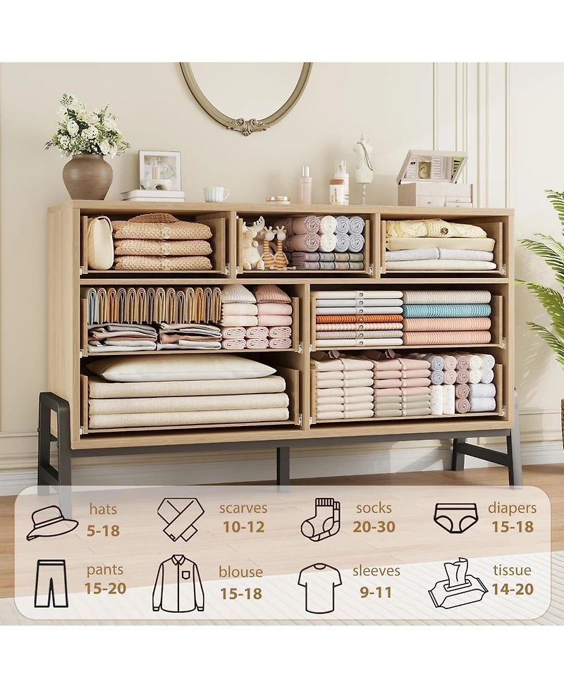 gaomon 7-Drawer Polished Engineered Wood Dresser, Chic Cabinet Legs, Waterproof Desktop