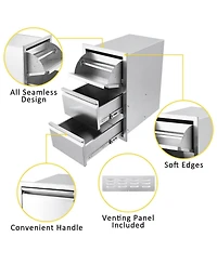 gaomon 18W x 23H x 23D Inch Outdoor Kitchen Drawers, Flush Mount Double Bbq Access Drawers