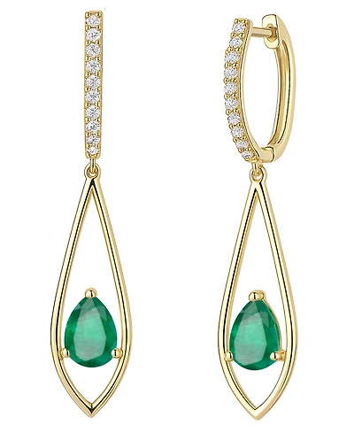 Macy's Emerald (1-1/4 ct. t.w.) And Diamond (1/6 Drop Earrings 14k Gold (Also Available Sapphire & Ruby)