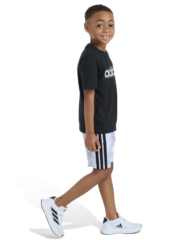 adidas Boys' 2T-7 T-Shirt and Printed Camo Shorts, 2-Piece Set