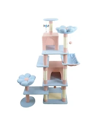 Aostirmotor 71'' Cat Tree with large condo removable flower cushion