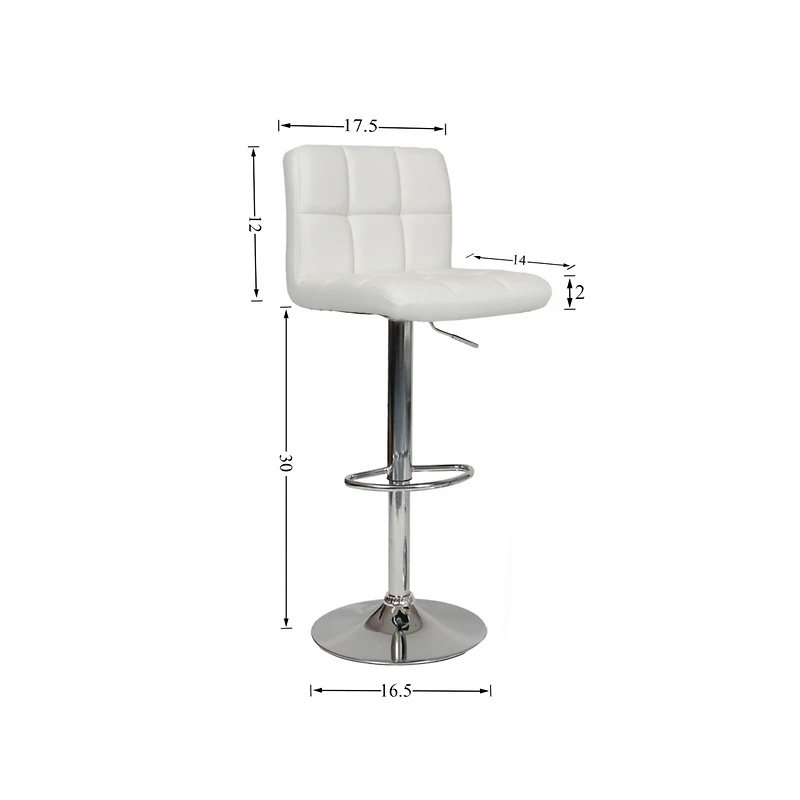 Simplie Fun Faux Leather Adjustable Hydraulic Bar Stool, Set of 2, White