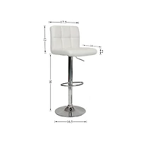 Simplie Fun Faux Leather Adjustable Hydraulic Bar Stool, Set of 2, White